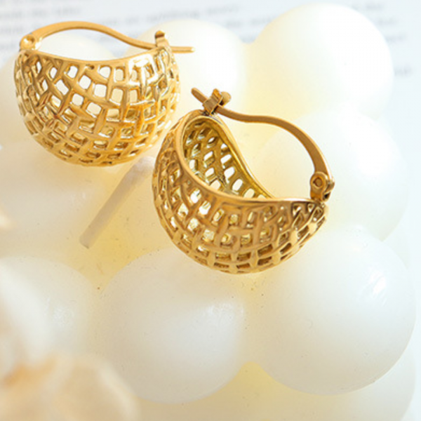 Stainless Steel Basket Design Earrings 